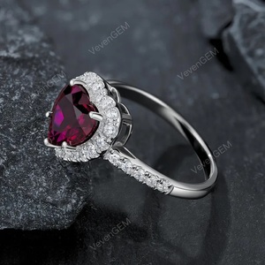 Bague en forme de cœur en diamant, cœur d'amour, or massif 14 carats, cadeau de fiançailles et de mariage de luxe pour femmes - Product Image 3