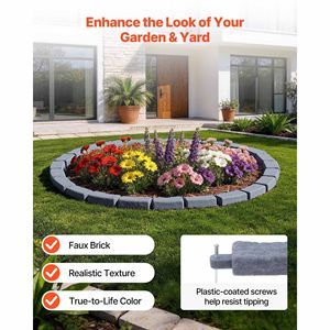 Kit de bordure de jardin sans crevaison de 4,7 m en pierre artificielle pour pelouses, parterres de fleurs et jardins, lot de 4 sections - Product Image 2