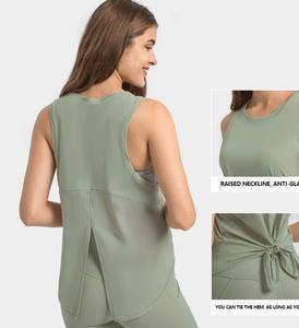Vêtements de sport et de yoga personnalisés à la mode, débardeur sans manches pour femmes, haut de sport 100% coton tricoté à la main, décontracté, séchage rapide, respirant - Product Image 3
