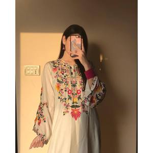 Conjunto Casual Elegante de Blusa y Pantalón con Bordado de Hilo, Talla XL, Manga Tres Cuartos - Product Image 5