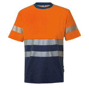 Men's High Visibility Reflective Safety T-Shirt <b>Orange</b> Navy Short Sleeve Workwear Style Quick Dry Summer Casual Shirt - Product Image 6