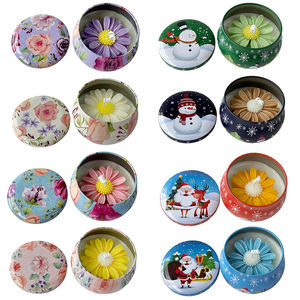 Ensemble de bougies florales en étain cadeau parfumé femmes bougie romantique en cire de soja pot en métal décoration de la maison noël Diwali Ramadan écologique - Product Image 6