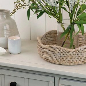 Round <b>Storage</b> <b>Basket</b> Eco Friendly Decorative <b>Wicker</b> Organizer Tray Rustic Elegant Home <b>Storage</b> <b>Basket</b> for Living Room Bedroom - Product Image 6