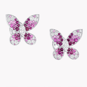 Butterfly <b>Stud</b> <b>Earrings</b> 925 <b>Silver</b> Marquise Diamond Pink Gemstone Women Luxury Everyday Wear - Product Image 1