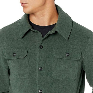 Veste en polaire beige pour homme avec bordure noire, col montant, fermeture éclair, respirante, 100% laine, décontractée, hiver - Product Image 4