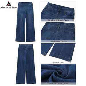Durable Material High Quality Women's <b>Jeans</b> Trousers Casual Wear <b>Elastic</b> <b>Waist</b> Straight <b>Jeans</b> Pants - Product Image 6