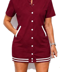 Premium DST S-2XL Sports Style Summer Baseball Shirt Mini <b>Dress</b> Women Short Sleeve Button Bodycon Casual <b>Dress</b> Streetwear - Product Image 5