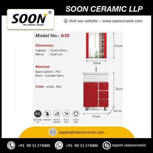 ตู้ห้องน้ำ SOON Modern Lems พร้อมกระจก อ่างเซรามิก ทาสีขาว PVC แบบตั้งพื้น ขนาด 51 x 41 x 76 ซม. - Product Image 5