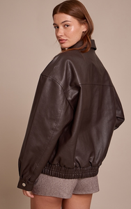 <b>Ladies</b> Oversize Vintage Bomber <b>Leather</b> <b>Jacket</b> Women <b>Real</b> Soft <b>Leather</b> <b>Jacket</b> Casual Women's <b>Jackets</b> - Product Image 2