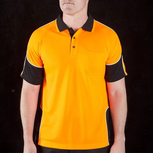 Men's High Visibility <b>Orange</b> <b>Polo</b> Shirt With Black Accents And Chest Pocket Workwear - Product Image 6