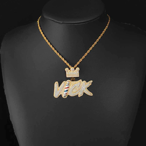 Luxury moissanite barber logo pendant necklace <b>iced</b> <b>out</b> crown clipper design hip hop jewelry with cuban <b>chain</b> bold piece - Product Image 3