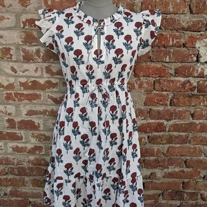 Robe en gaze de coton imprimée à la main, style bohème, dos nu, courte, pour l'été, 100% coton indien, imprimé floral, longue robe maxi pour femme - Product Image 1