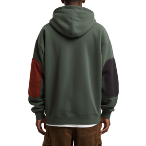 Sweat à capuche surdimensionné de luxe pour homme en molleton épais avec patchs en tissu chenille en relief et appliques en sergé de coton - Product Image 3