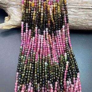Cuentas de Turmalina Natural, Forma de Barril Facetado, Hermosas Gemas Multicolores, Hilo Completo de Alta Calidad - Product Image 1