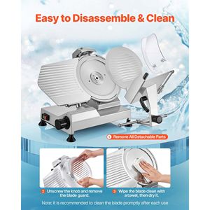 Rebanadora de Carne Comercial Eléctrica de 400W con Cuchilla de Acero al Carbono Extraíble de 12 Pulgadas y Bandeja Ajustable para Alimentos - Product Image 6