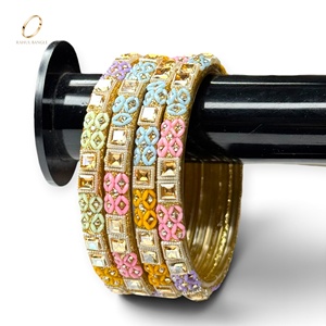 Sparkling Fashion Multicolour Kashmiri Glass Bangles Trendy Gold Plated <b>Crystal</b> Design for Festive Wedding Wear Bangle Wholesale - Product Image 4