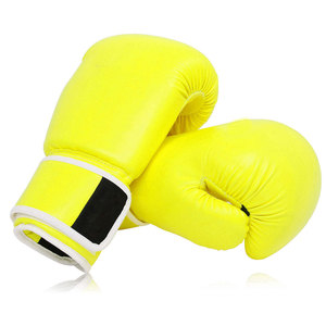 Guantes de Boxeo de Cuero PU Amarillo con Cierre de Velcro, Correa de Muñeca Ajustable, Unisex, para Entrenamiento - Product Image 3