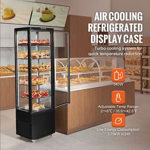 Vetrina Refrigerata Commerciale Grande da 278L (9.8 Cu.Ft.) con Illuminazione a LED, Congelatore e Frigorifero a 5 Ripiani per Pasticceria - Product Image 2