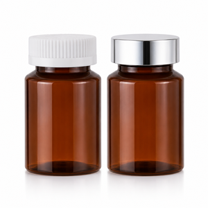 Custom 60ml Amber PET Plastic Supplement Bottle With Screw Cap Vitamin Pill Capsule Tablet Packaging Vietnam Manufacturer - Product Image 1