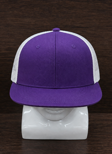 <b>Purple</b> White 6-Panel Fitted Curved Brim Snapback Trucker <b>Hat</b> Mesh Back Custom Logo Casual Sports Headwear - Product Image 1