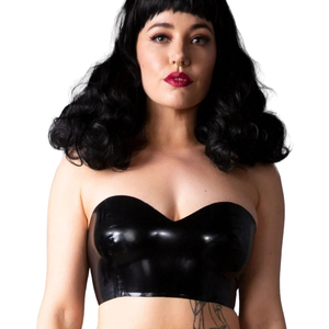 บราไร้สายแบบดันทรง สีดำ ทำจากยางลาเท็กซ์ แบบเต็มคัพ ไร้โครง เซ็กซี่ ไร้สายรัดหลัง สีพื้น พร้อมแผ่นรองหน้าอกแบบถอดได้ ซักมือเท่านั้น - Product Image 4