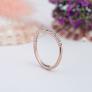 Minimalist <b>Thin</b> 925 Sterling Silver Rose Gold Plated for Certified Prong Set Diamond Engagement <b>Ring</b> for Women - Product Image 5