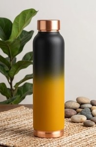 Bouteille d'eau en cuivre pur sans joint de qualité supérieure avec finition ombrée et vaisselle de santé ayurvédique écologique - Product Image 1