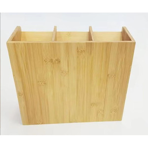 Organisateur de bureau en bambou à 4 niveaux, porte-crayons, étagère de rangement avec compartiments pour fournitures de bureau - Product Image 2