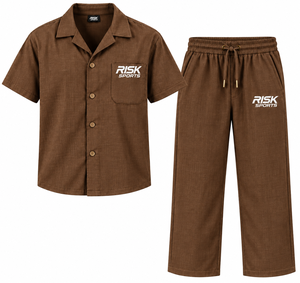 Conjunto Deportivo para Hombre Color Marrón, Sudadera con Botones y Pantalones Jogger con Logotipo Personalizado, Manga Corta, Ligero, Estilo Casual Urbano - Product Image 6