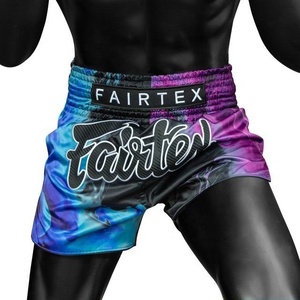 Pantalones Cortos de Boxeo Muay Thai para Hombre Fairtex, los Más Vendidos al por Mayor, con Estampado Azul y Morado, Satinados, Duraderos, con Cintura Elástica, Deportivos - Product Image 2