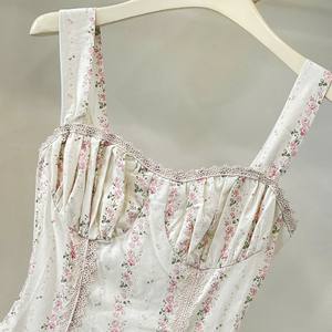 Robe longue corset florale de haute qualité pour femme, col carré, tenue d'été élégante - Product Image 5