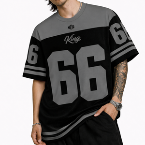 Camiseta de Fútbol de Malla Oversize Gris y Negra Personalizada, Estilo Urbano, Transpirable, Uniforme de Equipo con Número Impreso, OEM Personalizado, Marca Privada - Product Image 1