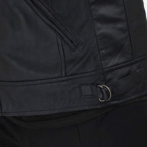 Veste en cuir noire pour homme avec fermeture éclair et coupe ajustée, veste d'hiver élégante en cuir pour homme avec col rabattable - Product Image 4