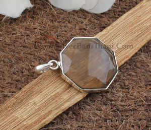 จี้ควอตซ์สโมคกี้ธรรมชาติสไตล์วินเทจ เงินแท้ 925 ชุบแพลตตินั่ม สร้อยคอสีน้ำตาลทำมือ เครื่องประดับอัญมณีสำหรับทุกเพศ - Product Image 2