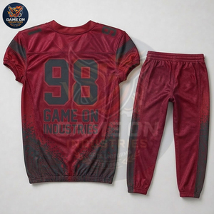 High Quality Custom Sublimated American Football Uniform Set Quick Dry Mesh Youth Training Football Jersey and Pants Set - Product Image 2