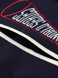 High Quality 100% Cotton Varsity <b>Jacket</b> Men's Navy Cream Sleeve Embroidered Lettering Eco-Friendly Breathable Streetwear <b>Summer</b> - Product Image 5