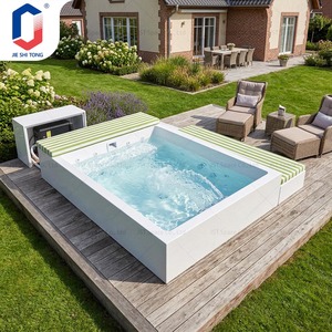 Sofá de Jardín para SPA y Piscina, Piscina de Fibra de Vidrio con Forma Personalizada, Superficie Antideslizante y Escalones de Seguridad para Patio Trasero - Product Image 1