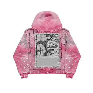 <b>Pink</b> Hooded <b>Tracksuit</b> Set Full Sleeve Loose Fit Streetwear Winter Zipper Front Pants Side Pockets Solid 100% Cotton - Product Image 6
