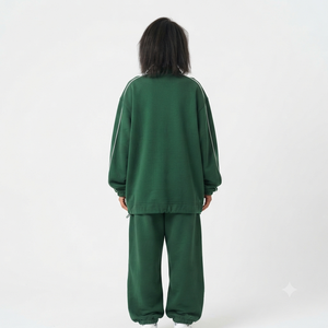 Ensemble de survêtement en molleton vert pour femme Hawk Eye, manches longues, coupe ample, sportif, toutes saisons, col montant, ensemble 2 pièces - Product Image 5