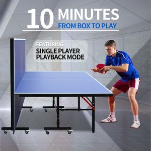 8ft Mid-Size Foldable Portable Ping Pong Table Set Includes Net and 2 Table Tennis Paddles for Indoor Games - Product Image 6