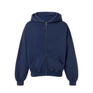 Sudadera con Logotipo Personalizado, Azul Marino, Corte Holgado, Bolsillo Delantero con Cierre, Fabricantes de Sudaderas Lisas de Alta Calidad, Sudadera con Capucha Negra para Hombre, Moda Deportiva - Product Image 1