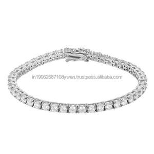 Hip Hop estilo 925 plata esterlina pulsera Unisex corte cuadrado laboratorio cultivado impermeable diamante helado tenis pulsera - Product Image 1