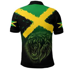Camiseta de Manga Corta para Hombre con Estampado de León y Bandera de Jamaica, Corte Regular, Tejido de Spandex/Poliéster, Ropa Casual - Product Image 2
