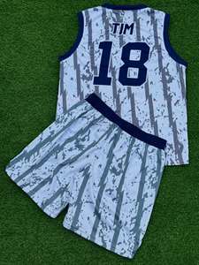 Ensemble <span class=keywords><strong>de</strong></span> maillots <span class=keywords><strong>de</strong></span> <span class=keywords><strong>basket</strong></span>-ball ENTO <span class=keywords><strong>Charlotte</strong></span> <span class=keywords><strong>Hornets</strong></span>, sublimé, blanc, rayé marine, col en V, sans manches, séchage rapide, unisexe, adulte - Product Image 2