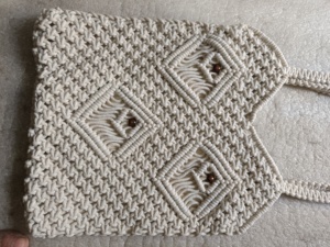 Handmade Crochet Women's Bohemian Casual Tote <b>Bag</b> Geometric Pattern Bead Decoration Single Strap Shoulder Strap <b>Zip</b> Cotton Daily - Product Image 5