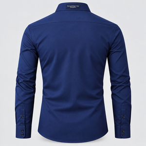 <b>Men's</b> <b>Navy</b> <b>Blue</b> Long Sleeve Formal Dress <b>Shirt</b> Turn Down Collar Single Breasted Embroidered Top <b>Navy</b> <b>blue</b> formal dress <b>shirt</b> - Product Image 6