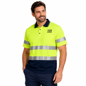 Polo de sécurité industriel personnalisé OEM ODM avec panneaux contrastants, bande réfléchissante, respirant, imperméable, en coton, haute visibilité - Product Image 3