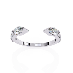 Bague ouverte en moissanite avec diamant, taille marquise 5,90x3,00mm et pierres latérales taille ronde 1,60mm, alliance de mariage, couleur D, pureté VVS1, or 10K - Product Image 2