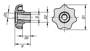 Poignée STAR GRIP K0156 avec fonction QUICK-LOCK, D=M08 D1=40 H=24,5, thermoplastique, noire, composants en acier - Product Image 3