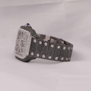 Montre de luxe en acier inoxydable avec cristal saphir, 41 mm, date automatique, style vintage hip-hop, mouvement à quartz, pour hommes et femmes, Inde - Product Image 3